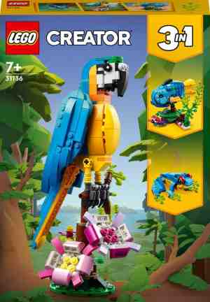 Foto: Lego creator 3 in 1 exotische papegaai kikker vis dieren speelgoed set voor kinderen 31136