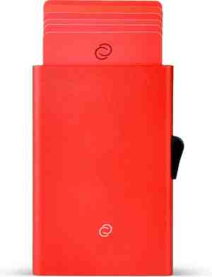 Foto: Aluminium pasjeshouder pasjesbeschermer anti skim cardprotector uitschuifbare pasjes houder rood