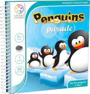 Foto: Smartgames   penguins parade   48 opdrachten   magnetisch reisspel   vier pinguns op n rij