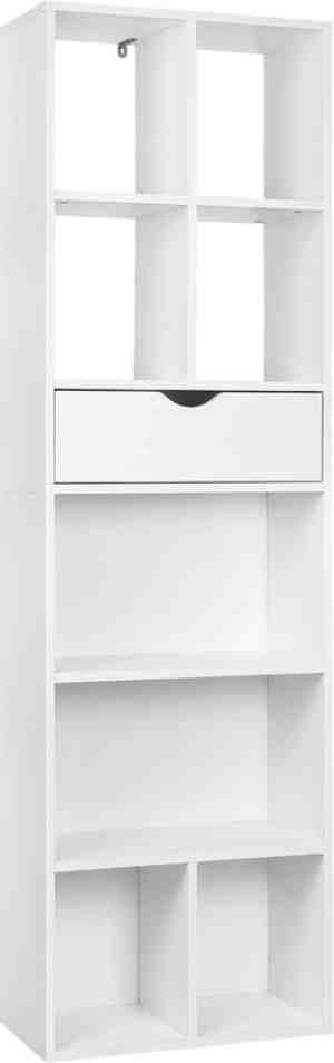Foto: Moderne boekenkast   industriele wandkast   boekenkast   meerdere opbergvakken   kast   opbergkast   open   wit