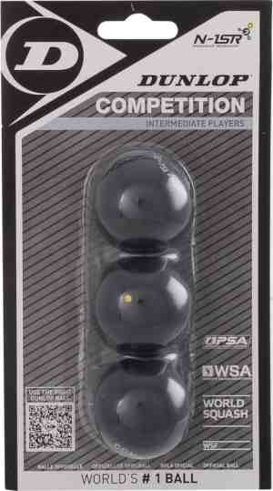 Foto: Dunlop competition squashbal   squashbal   3 ballen   1 gele stip