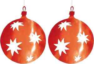 Foto: 2x stuks kerstballen hangdecoratie rood 40 cm grote kartonnen kerstversiering decoraties