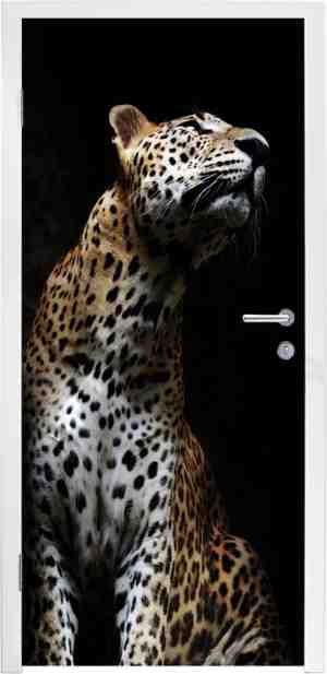 Foto: Deursticker luipaard   zwart   schaduw   80x215 cm   deurposter