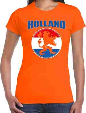 Foto: Oranje t shirt holland met oranje leeuw voor dames holland nederland supporter shirt ek wk xl