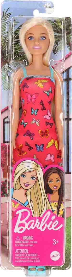 Foto: Barbie pop lang blond haar met rode jurk speelgoed speelpoppen barbiepoppen kinderspeelgoed mattel barbies voor meisjes
