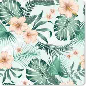 Foto: Muismat xxl   bureau onderlegger   bureau mat   bloemen   hibiscus   monstera   patroon   40x40 cm   xxl muismat