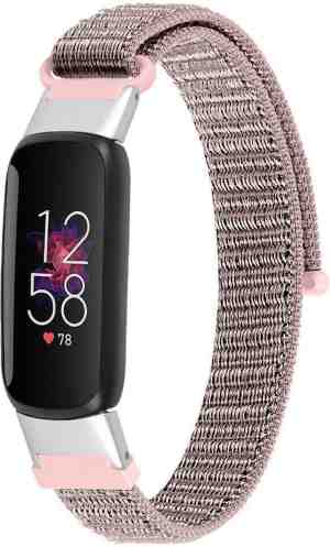 Foto: Nylon smartwatch bandje geschikt voor fitbit luxe nylon bandje roze strap it horlogeband polsband armband