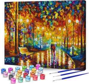 Foto: Rubye schilderen op nummer volwassenen romantisch park inclusief verf en penselen canvas schildersdoek kleuren op nummer 40x50cm