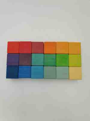 Foto: Houten blokken regenboogkleuren 18 stuks open einde speelgoed educatief montessori speelgoed grapat en grimms style
