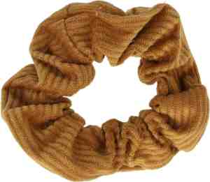Foto: Scrunchie haarelastiek velvet rib stof bruin haar elastiek
