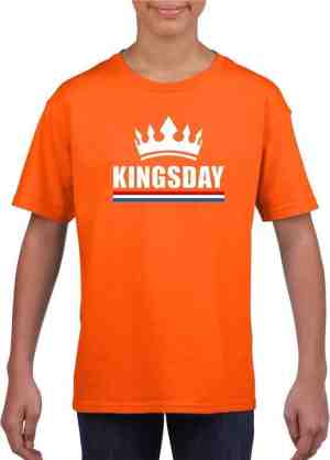 Foto: Oranje kingsday met een kroon shirt kinderen s 122 128 