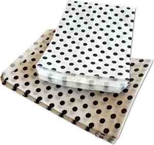 Foto: Prigta papieren zakjes cadeauzakjes 100 stuks 13 5x18 cm wit met zwarte stip