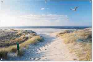 Foto: Tuinposter strand   tuindecoratie zee duinen   120x80 cm   tuinschilderij voor buiten   tuindoek zomer   wanddecoratie tuin   schuttingdoek   balkon decoratie   muurdecoratie   buitenposter