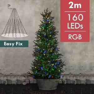 Foto: Easy fix kerstboom verlichting met 160 led lampjes  2m  rgb  ook geschikt voor buiten  lichtkleur  rgb  met stekker  kerstdecoratie