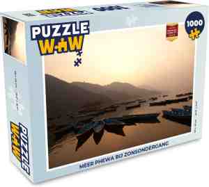 Foto: Puzzel meer phewa bij zonsondergang legpuzzel 1000 stukjes volwassenen