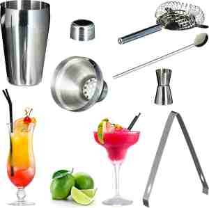 Foto: Relaxdays 4x cocktail set 5 delig barset met shaker barmixer cocktailshakerset rvs