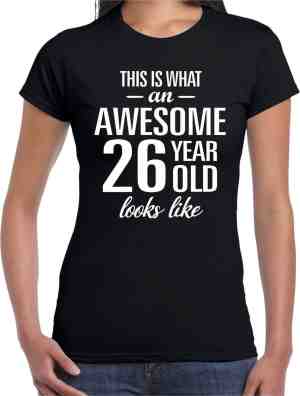 Foto: Awesome 26 year geweldig 26 jaar cadeau t shirt zwart dames verjaardag cadeau l