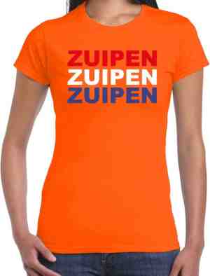 Foto: Koningsdag t shirt zuipen oranje dames ekwk outfit kleding s