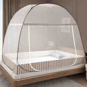Foto: Klamboe pop up bed opvouwbaar klamboe draagbaar reis klamboe klamboe campingtent voor slaapkamer outdoor camping eenvoudige installatie fijnmazig 190 x 100 x 100 cm bruin 