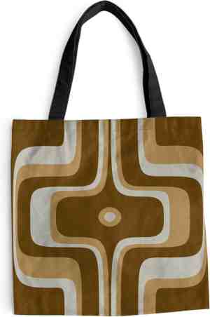 Foto: Schoudertas strandtas shopper retro design bruin 45x45 cm katoenen tas