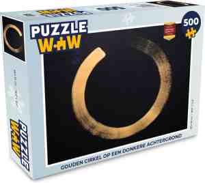 Foto: Puzzel gouden cirkel op een donkere achtergrond legpuzzel puzzel 500 stukjes