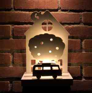 Foto: Nachtlamp led nachtlampje kinderkamer babykamer houten huisje vw bus nachtlamp groot