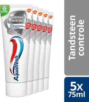 Foto: Aquafresh tandsteen controle tandpasta voor gezonde tanden voordeelverpakking 5x75ml recyclebare plastic tube en dop