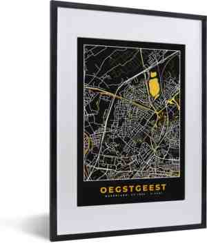 Foto: Fotolijst incl poster plattegrond oegstgeest stadskaart goud kaart 30 x 40 cm posterlijst