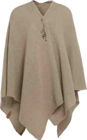 Foto: Knit factory jazz gebreid omslagvest dames poncho wikkelvest gebreide groene mantel winter cape one size olive