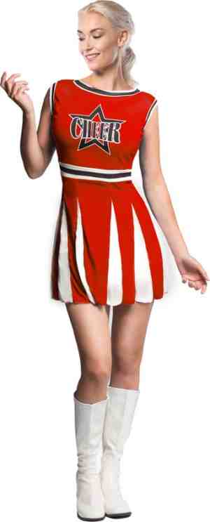 Foto: Partychimp cheerleader carnavalskleding dames verkleedkleren volwassenen carnaval kostuum dames   maat xs34   rood