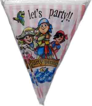 Foto: Vlaggenlijn piraten verjaardag kinderfeestje feestversiering piraten feestje jongens feestversiering