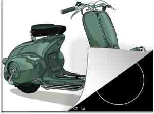 Foto: Inductie beschermer   inductie mat   kookplaat beschermer   een illustratie van een italiaanse vintage scooter   77x59 cm   afdekplaat inductie   inductiebeschermer
