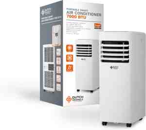 Foto: Dutch orginials slimme airconditioner 7000 btu airco op wielen 3 functies koeler luchtontvochtiger ventilator voor huis en kantoor 25 30 m3 incl afstandsbediening 