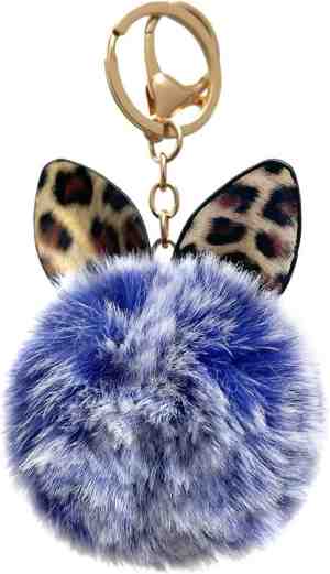Foto: Fluffy bol hanger sleutelhanger   sleuteltas accessoires   blauw