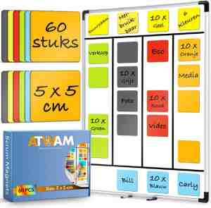 Foto: Atwam scrum magneten 60 stuks voor whiteboard magneetbord memobord of magnetisch tekenbord herschrijfbare op koelkast post it notes kanban 5 cm breed x lang 6 kleuren