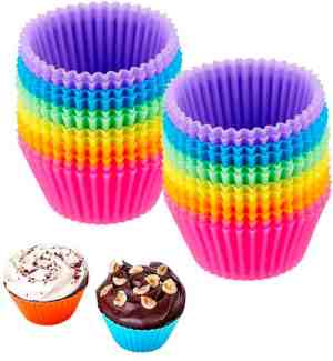 Foto: Gekleurde siliconen cupcakevormpjes 24 stuks   bpa vrij bakvormen   muffin bakvormpjes   vormpjes   hittebestendige muffinvormpjes