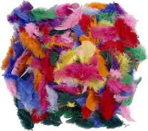 Foto: 150 gram gekleurde decoratie veren
