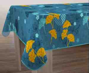 Foto: Tafelkleed anti vlek ginko bleu rond 160 cm tafellaken decoratieve tafel accessoires woonkamer decoratie bonne et plus 