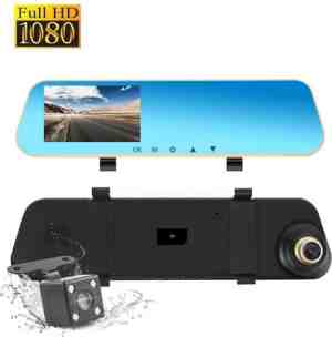 Foto: Full hd auto dashcam spiegel autoblackbox dvr voor en achter camera 