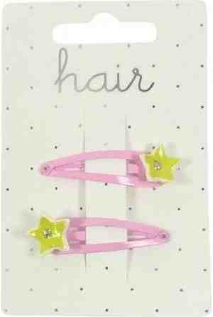 Foto: Roze haarspeldjes met gele sterren 2 stuks