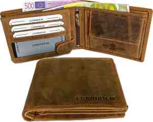 Foto: Lundholm leren portemonnee heren leer bruin hunter portefeuille hoogwaardig in compact dun formaat cadeautje voor hem cadeau man verjaardag