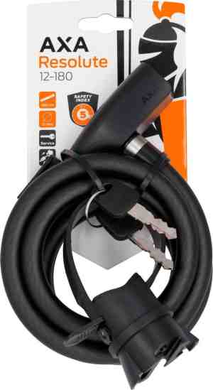 Foto: Axa resolute 12 180 kabelslot slot voor fietsen gebruiksvriendelijk 180 cm lang diameter 12 mm zwart