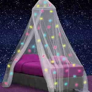 Foto: Klamboe met glow in the dark eenhoorns   hemelbed voor kinderkamer of volwassenen   eenhoorn sluier hemeltje en bedtent   baby muggennet bedhemel decoratie