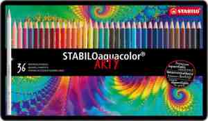 Foto: Stabilo aquacolor   premium aquarel kleurpotlood   metalen etui met 36 kleuren