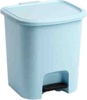 Foto: Kunststof afvalemmers vuilnisemmers pedaalemmers in het lichtblauw van 7 5 liter met binnenbak deksel en pedaal 24 x 22 x 25 5 cm
