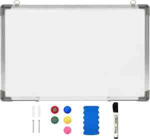 Foto: Whiteboard wit magnetisch 50 x 35 cm inclusief 4 magneten stift gum schrijfbord aliminium eenvoudig monteren met inbegrepen haken en spijkers kantoor school beschrijving