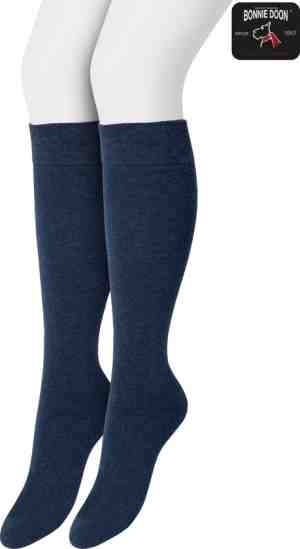 Foto: Bonnie doon dames kniekousen donker blauw maat 3942   2 paar   knie kousen   2 pack   multipack   uitstekend draagcomfort   cotton knee high   zakt niet af   effen   oeko tex   donkerblauw   gemeleerd   dark blue heather   ol834302 3