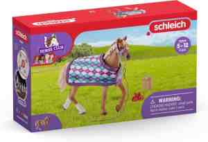 Foto: Schleich horse club   engelse volbloed met deken   speelfigurenset   kinderspeelgoed voor jongens en meisjes   5 tot 12 jaar   42360