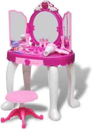 Foto: Kaptafel mini roze met licht en geluidseffecten inclusief speelgoed 3 spiegels cadeau sinterklaas kerstdagen feestdagen speelgoed kaptafeltje fantasie