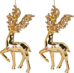 Foto: 6x kerstboomhangers gouden rendieren 16 cm kerstversiering gouden kerstversiering boomversiering